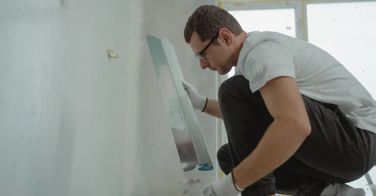 Filling a wall crack with joint compound using a metal taping knife