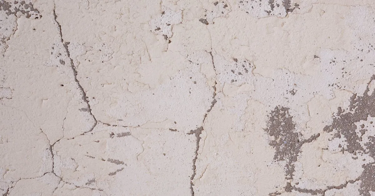 A stress crack running through an interior plaster wall