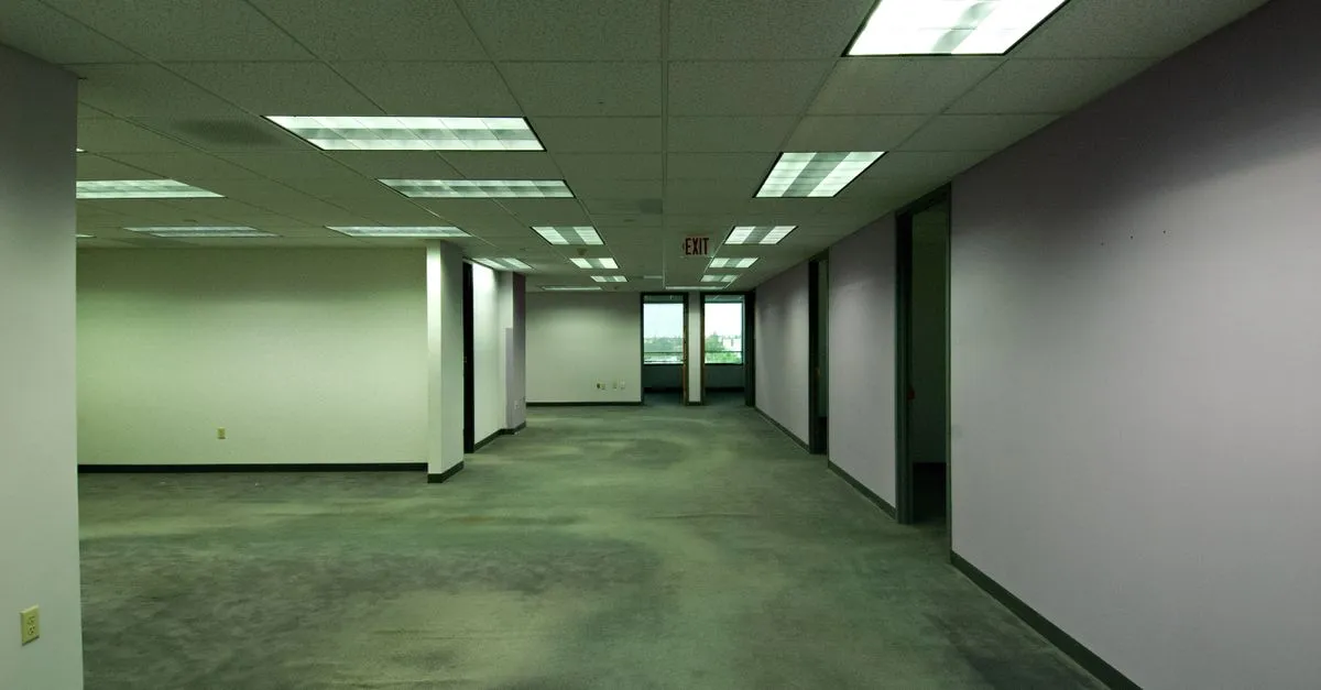 An empty commercial office space ready for a drywall build-out